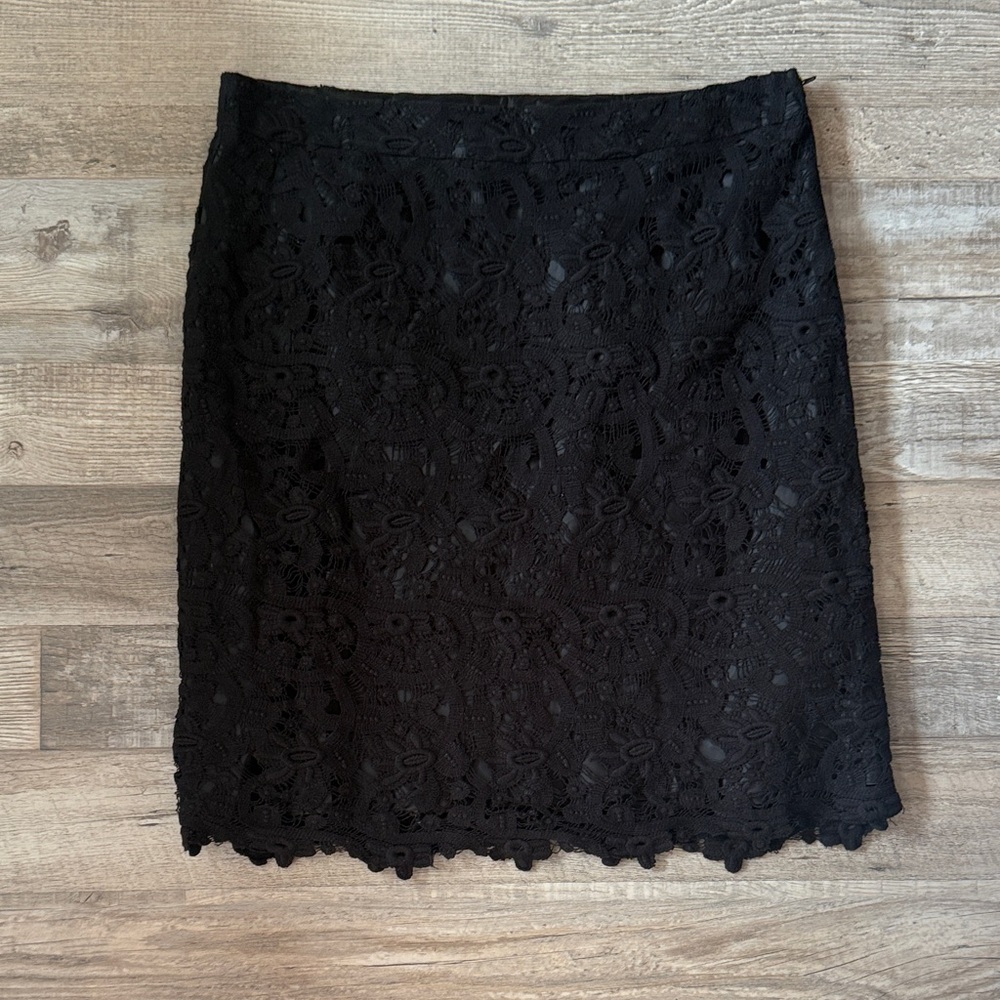 Suzy Shier 100% Cotton Elegant Black Lace Skirt Size M